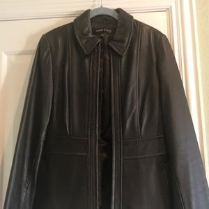 Dark brown Anne Klein leather coat